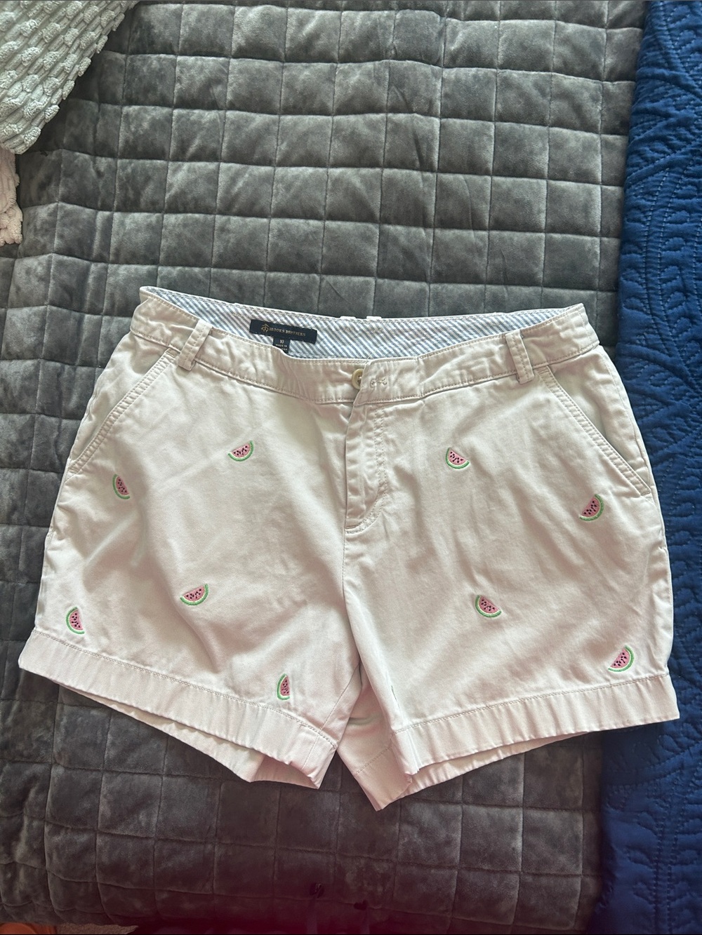 Brooks Brothers tan Cotton Bermuda Shorts with Watermelon Embroidery